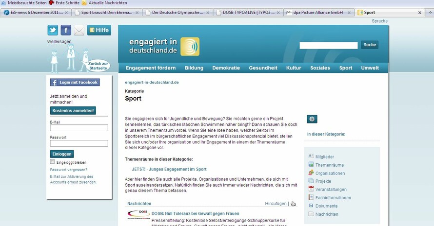 Auf diesem Portal bündelt das Bundesfamilienministerium seine Online-Angebote zum Ehrenamt und Engagement in Deutschland. (Screenshot)